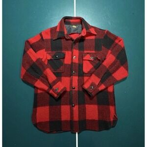 Vintage 70s Abercrombie & Fitch Chippewa Wool Shirt Jacket Buffalo Plaid Men's M